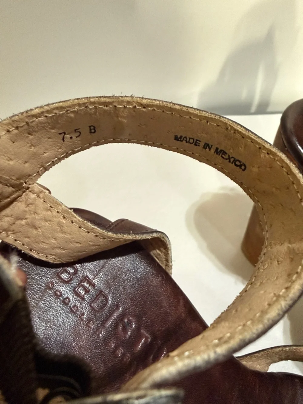 Bed|stu Madeline Leather Wooden Platform Sandal size 7.5